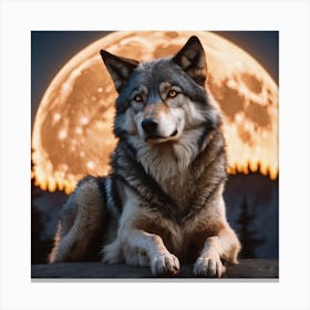 Wolf Sitting Canvas Print