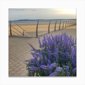 Purple Flowers On The Beach Canvas Print