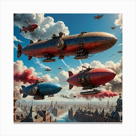 Steampunk Airships Canvas Print