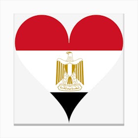Heart Love Flag Coat Of Arms Egypt Eagle Heart Shaped Canvas Print