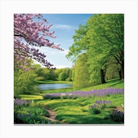 Captivating Composition Of Natures Lush Green Canvas Where An Array Of Spring Blooms From Delicate (1) Canvas Print