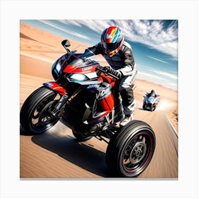 Motorcycle Rider In The Desert Canvas Print