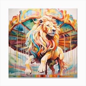 Lion On Carousel 1 Canvas Print