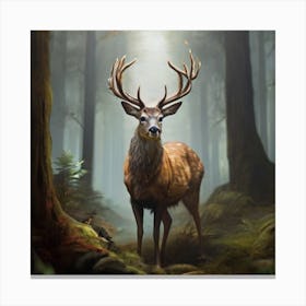 Deer In The Forest Canvas Print