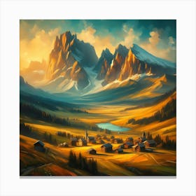 Dolomite Landscape Painting Canvas Print