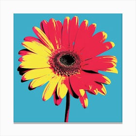 Andy Warhol Style Pop Art Flowers Daisy 1 Square Canvas Print