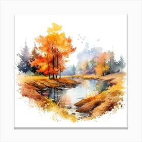 Watercolor Autumn Landscape 44 Canvas Print