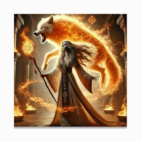 Volka Narys Fire Wolf Spirit Converted Canvas Print