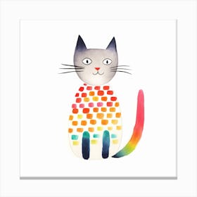 Rainbow Cat Cute Pencil Colours Canvas Print