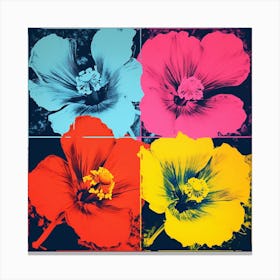 Andy Warhol Style Pop Art Flowers Veronica Flower 2 Square Canvas Print