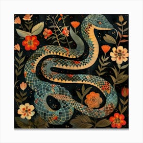 Snakes And Flowers 2 Canvas Print