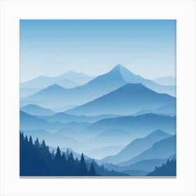 Misty mountains background in blue tone 8 Canvas Print