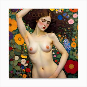 The Nude Girl In The Garden Of Joy Canvas Print