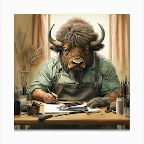 Bison Artist Canvas Print