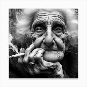 Old Lady Smoking A Cigarette 1 Canvas Print