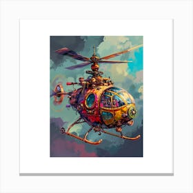 Steampunk Helicopter Retro 1 Canvas Print