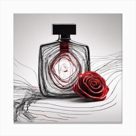 Perfume Bottle With Red Rose Canvas Print