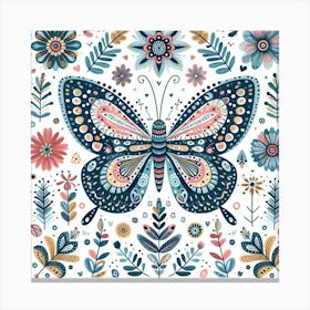 Scandinavian style,Pattern with colorful Butterfly 1 Canvas Print