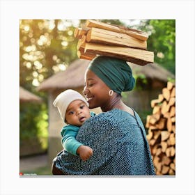 African Woman With Baby Canvas Print