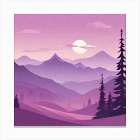 Misty mountains background in purple tone 12 Canvas Print