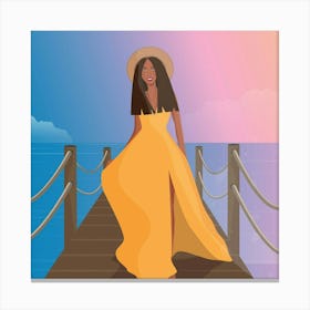 Woman On A Pier Canvas Print