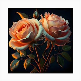 Illuminating A Delicate Bouquet Of Roses Canvas Print