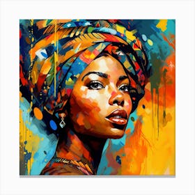 African Woman In Colorful Turban Canvas Print