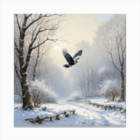 Eagle In The Snow Canvas Print