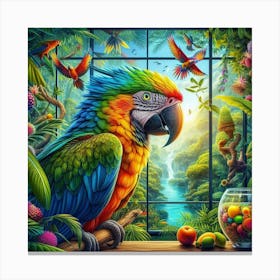 Parrots In The Jungle Canvas Print