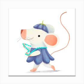 Spring Miss Mouse Square Canvas Print