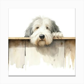 Dog Looking Over Fence 1 Canvas Print