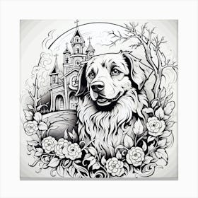 Dog In A Castle 1 Canvas Print