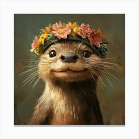 Otter With Flower Crown Lienzos