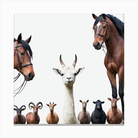 Group Of Horses And Animals Canvas Print