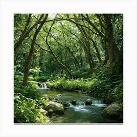 Stream In The Forest Canvas Print