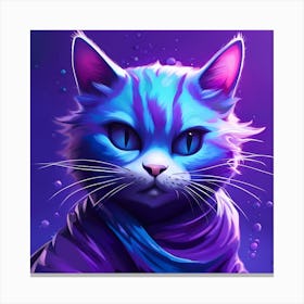 Purple Cat With Blue Eyes 3 Canvas Print