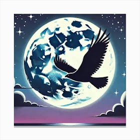 Bird Flying Across Moon Canvas Print