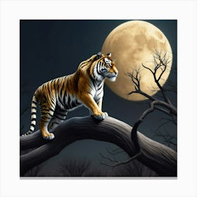 Tiger On A Tree Canvas Print