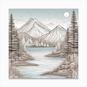 Mountains And Lake Canvas Print