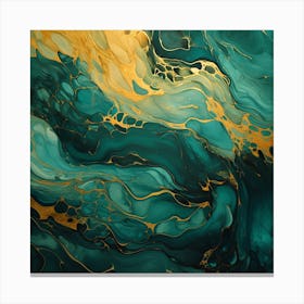 Gold And Teal Abstract Painting Canvas Print