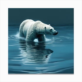 Wading through the Arctic Sea, Polar Bear Canvas Print
