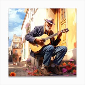 Old Man Playing Guitar 3 Canvas Print