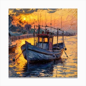 Sunset Fishing Boats Canvas Print