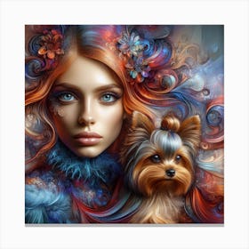 Girl With A Dog Canvas Print