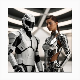 Futuristic Woman And Man 2 Canvas Print