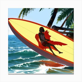 Surfer On A Surfboard Canvas Print