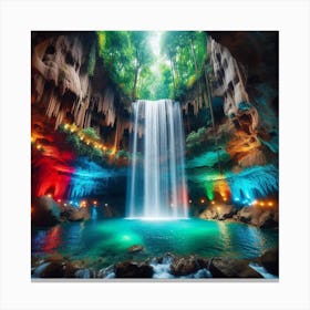 Waterfall In The Cave 1 Canvas Print