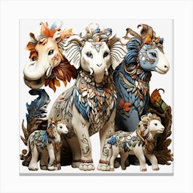 Lions And Zebras Canvas Print