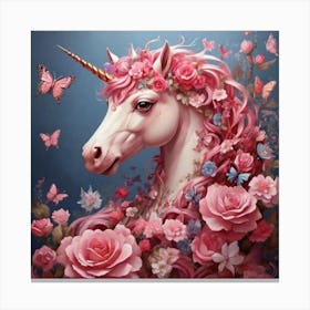 Unicorn With Flowers 1 Canvas Print