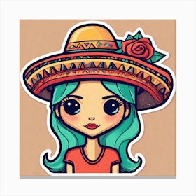 Mexico Hat Sticker 2d Cute Fantasy Dreamy Vector Illustration 2d Flat Centered By Tim Burton (3) Canvas Print